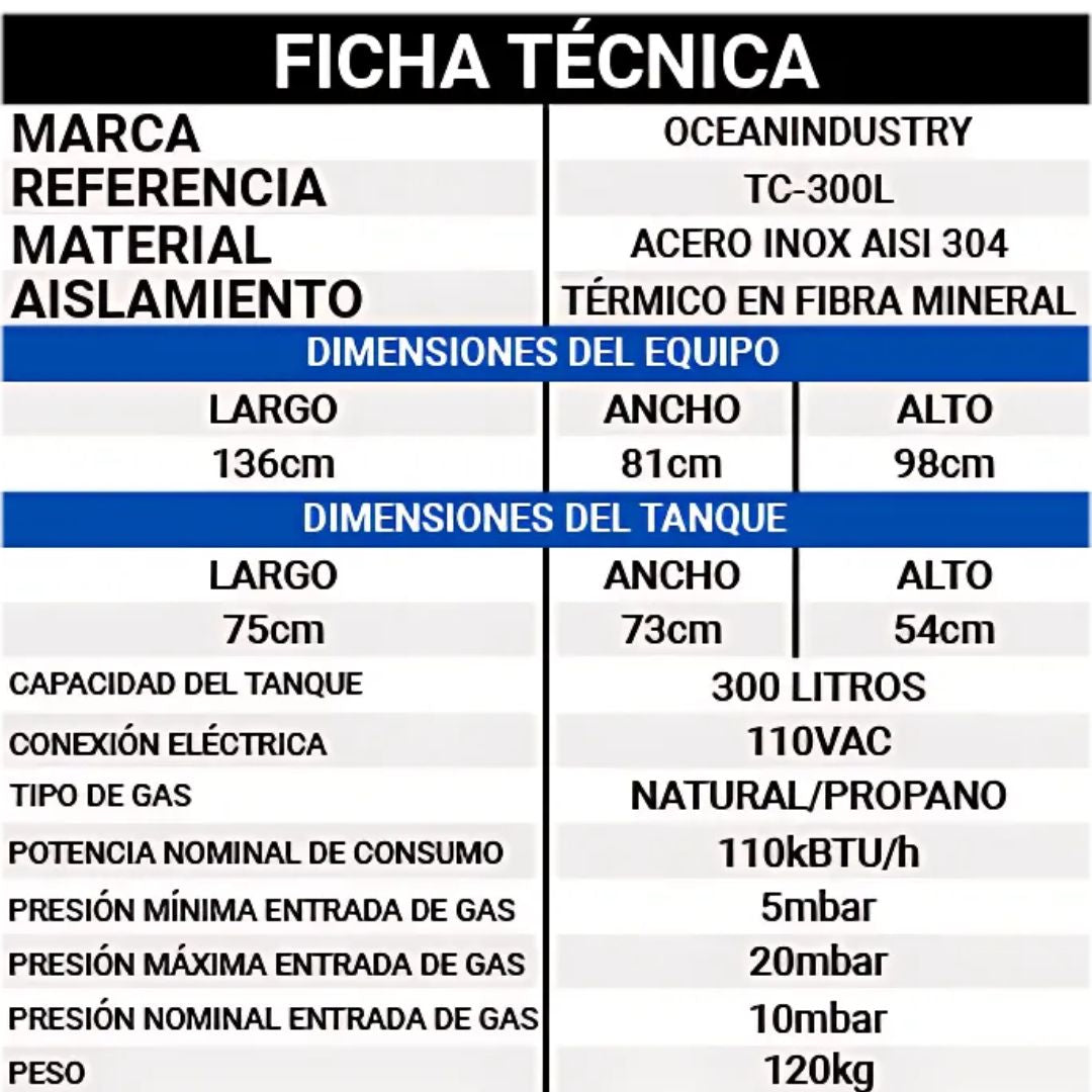 tanque de cocción 300 litros
