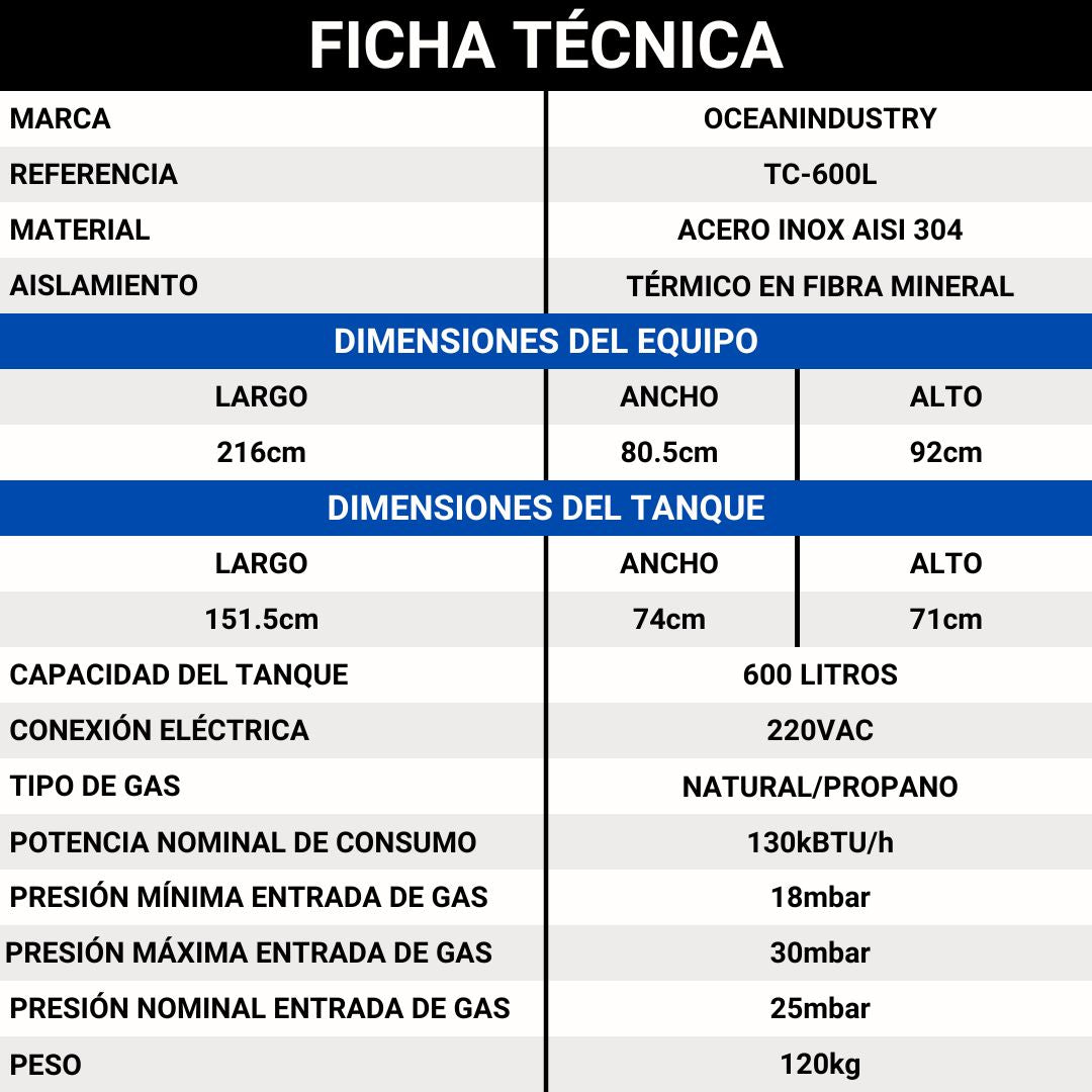 Tanque de Cocción Industrial 600 Litros